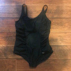 Speedo Black Shirred One-Piece Swimsuit Size 2x